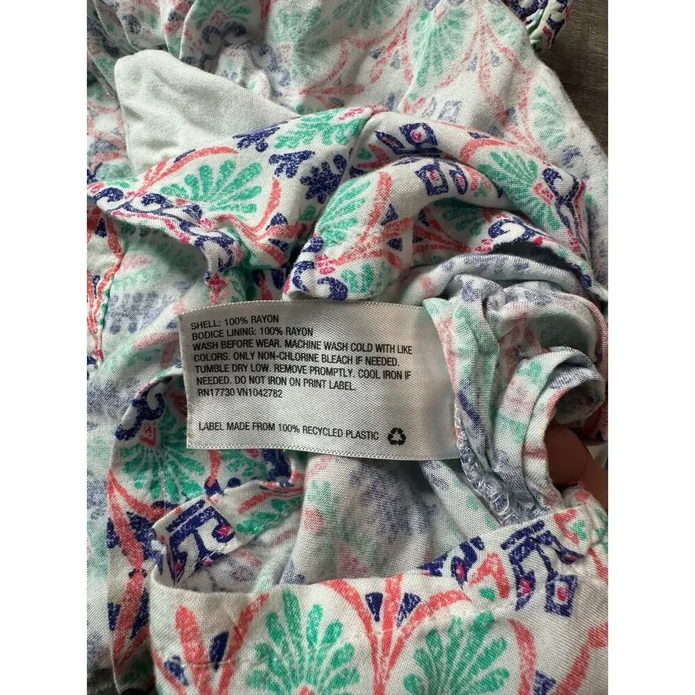 Genuine Kids Romper with Fringe Neckline White Blue, Coral Aqua Design Girls 2T
